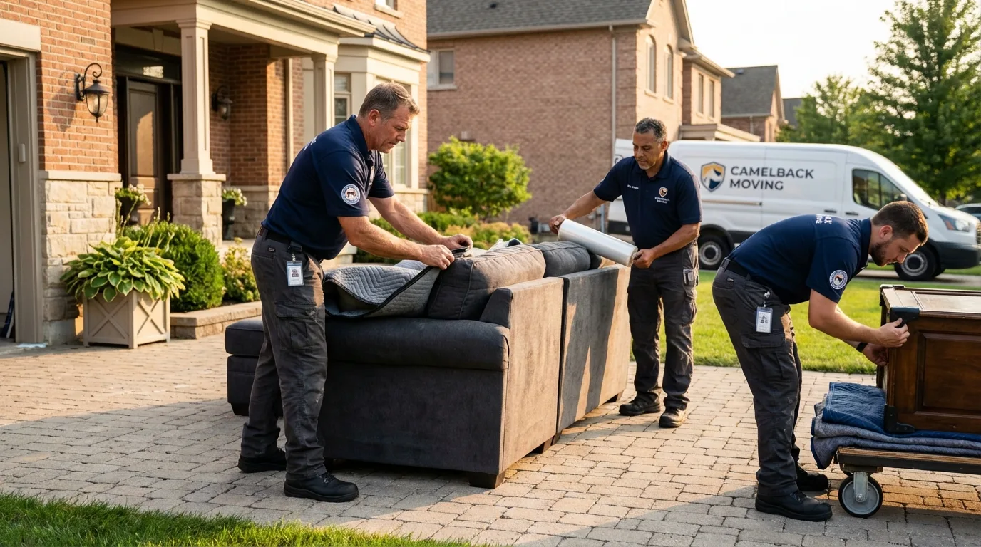 Large estate moving crew wrapping furniture in Oneida, NY